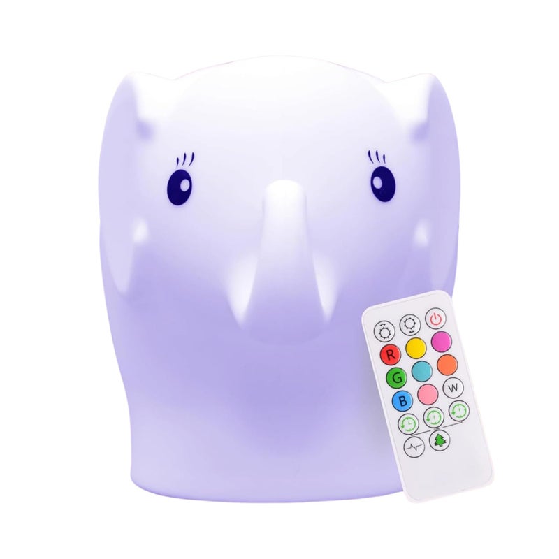 LumiPets Eggbert the Elephant Squishy Night Light for Kids | Silicone Nightlight with Tap, Remote Control | Rechargeable Color Changing Animal Light for Girls & Boys | Portable Mood Lamp With USB Cord - Image 1
